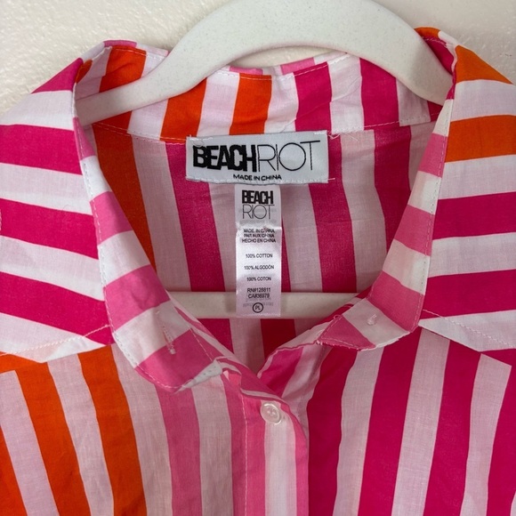 Beach Riot Shirt Alex Top Sunset Stripes Button Down Swim Cover Up Size L Petite - Picture 4 of 5